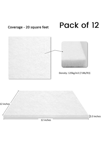 12 Adet Akustik Panel, 12X12X0.3 Inç, Kayıt Stüdyosu Için Beyaz (Yurt Dışından) indirimleri
