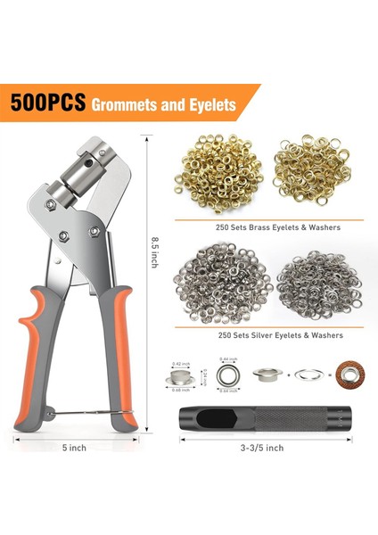 Grommet Alet Takımı, 3/8 Inç Gözlü Pense Aleti (10MM) Delik Delme Aleti ile (Yurt Dışından) fiyatları