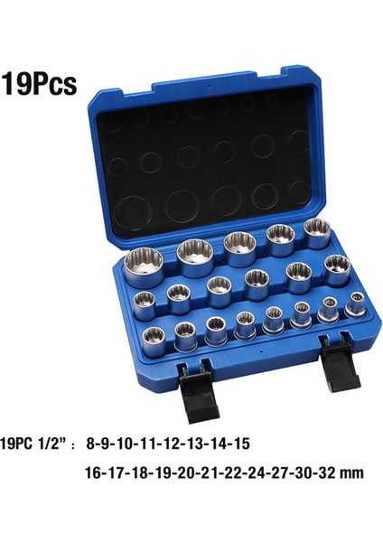 19 Parça 12 Açı Soket Anahtarı Seti Tamir Aletleri 8-32MM (Yurt Dışından) modelleri