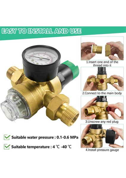 Basınç Regülatörü Su 3/4ın, Su Basınç Ölçer ve Örgü Filtre ile (Yurt Dışından) fırsatları