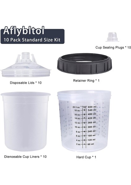 1set Sprey Boya Tankı Püskürtme Karıştırma Kabı 600ML (Yurt Dışından)