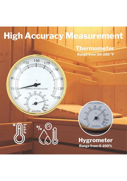 Sauna Termometresi ve Higrometre Iç Sıcaklık Nem Monitörü (Yurt Dışından)