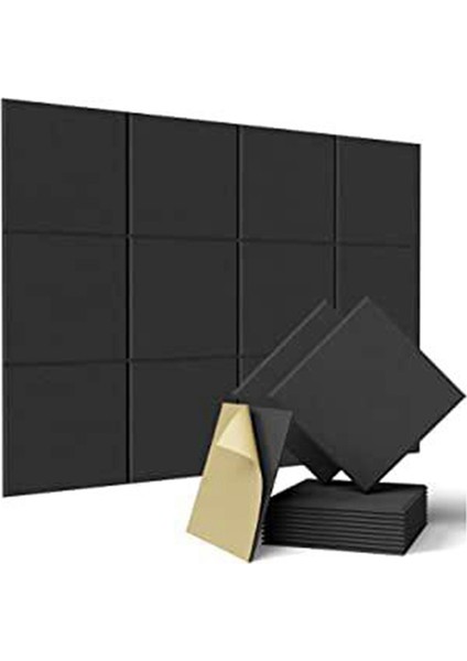 Yüksek Yoğunluklu Akustik Paneller Ses Geçirmez Yalıtımlı Eğimli Kenarlar, Siyah (Yurt Dışından)