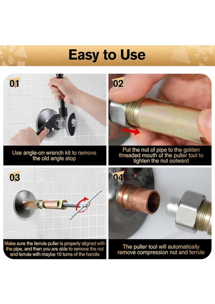3'ü 1 Arada Sıhhi Tesisat Aleti Açı Durdurma Anahtarı Seti, Su Borusu Anahtarı (Yurt Dışından) modelleri