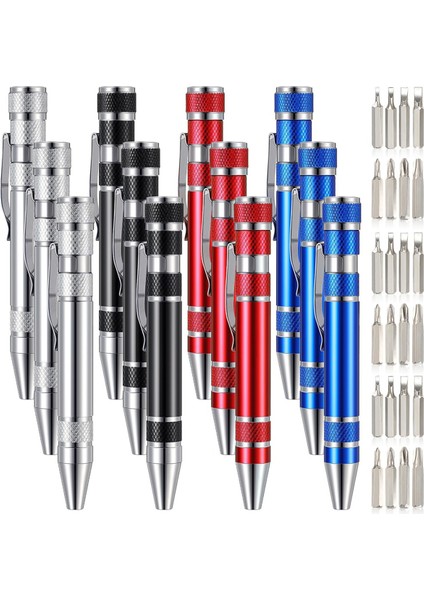 12 Adet Kalem Tornavida Hediye Çok Amaçlı Alet El Aleti Sekiz Bir Arada (Yurt Dışından)