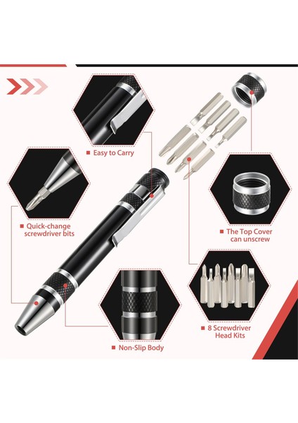 12 Adet Kalem Tornavida Hediye Çok Amaçlı Alet El Aleti Sekiz Bir Arada (Yurt Dışından) fırsatları