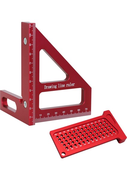 2 Adet Çok Açılı Gönye Üçgen Cetvel ve T-Kare Delik Çizme Cetveli-A (Yurt Dışından)