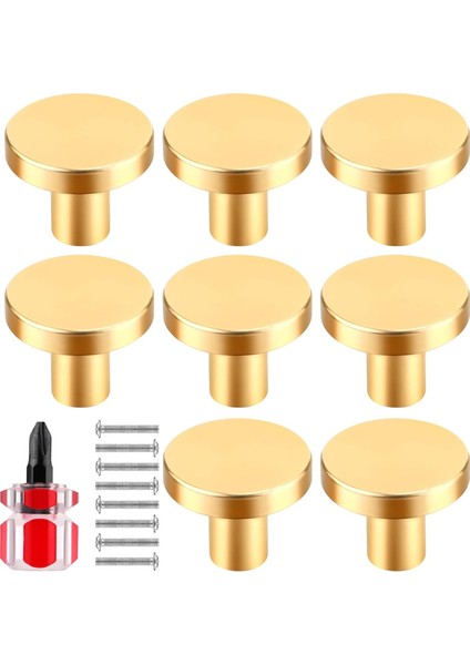 8 Adet Dolap Düğmesi, Yuvarlak Şifonyer Çekmece Düğmesi Gardırop Çekmecesi Altın (Yurt Dışından)