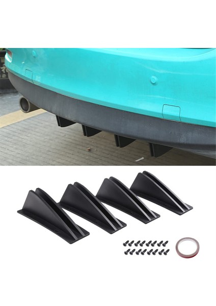 Arka Tampon Dudak Difüzör Kanatları Çene Tampon Koruyucu Siyah 4 Adet (Yurt Dışından)