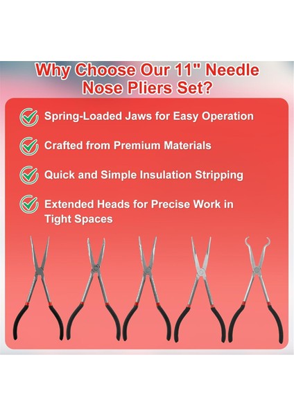 Uzun Iğne Burunlu Pense Seti, 5'i 1 Arada 11 Inç Buji (Yurt Dışından) fırsatları