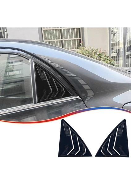 Araba Arka Panjur Penceresi Yan Panjur Kapağı Trim Sticker Parlak Siyah (Yurt Dışından)