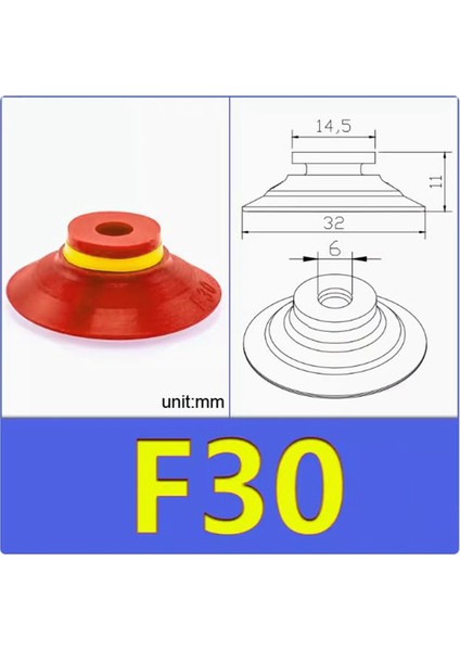 Endüstriyel Düz Vakumlu Vantuz Kaburgalı, 5'li Paket F30 (Yurt Dışından) fırsatları