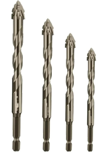 4 Adet Dört Kanallı Testere Dişli Eksantrik Matkap Ucu, 6MM+8MM+10MM+12MM (Yurt Dışından)