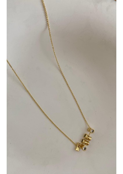 Vip Dağınık Taşlı Gold Kolye