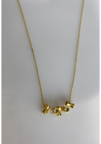 Vip Dağınık Taşlı Gold Kolye