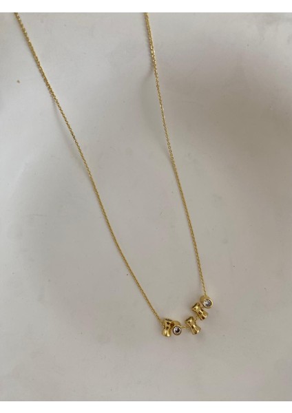 Vip Dağınık Taşlı Gold Kolye