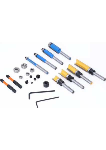 10 Adet Freze Ucu, 4 Düz Trim Freze Ucu Dahil 1/4 Sap (Yurt Dışından)