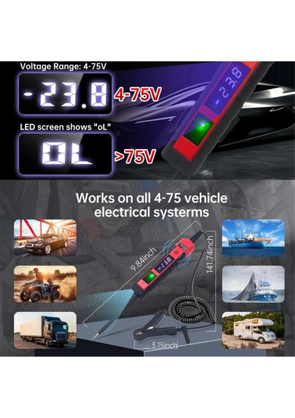 NS-870 Otomatik Güç Test Kalemi 4-75VDC Voltaj Bipolar Araba Kablolama Test Cihazı (Yurt Dışından) fırsatları