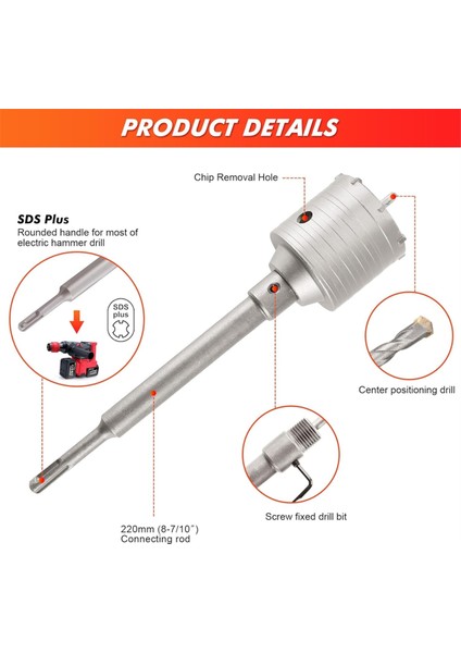 Beton Delik Testeresi Takımı, 30 40 50 65MM Delik Matkap Uçları (Yurt Dışından) fırsatları