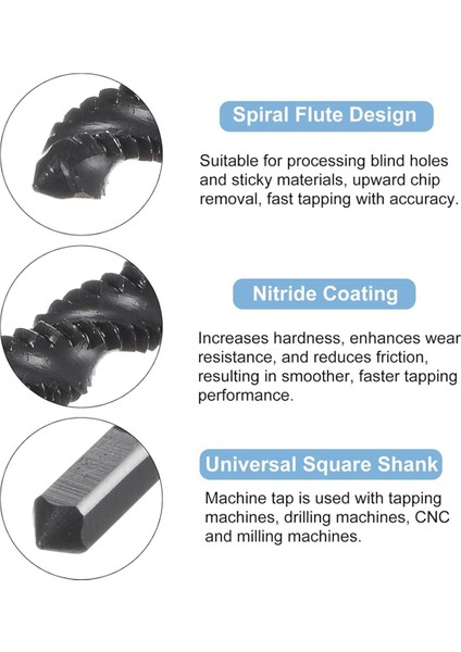 4 Adet Spiral Flüt Dişli Kılavuz, M2 x 0.4 Kaplamalı Metrik Vidalı Kılavuz (Yurt Dışından) modelleri