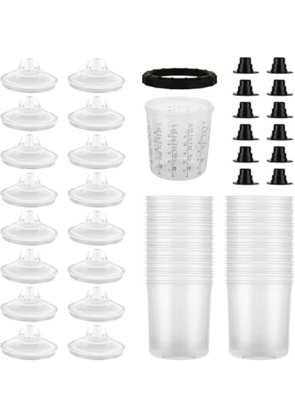 25'li Paket Tek Kullanımlık Boya Tabancası Bardak Astarları ve Kapakları Sistemi (Yurt Dışından)