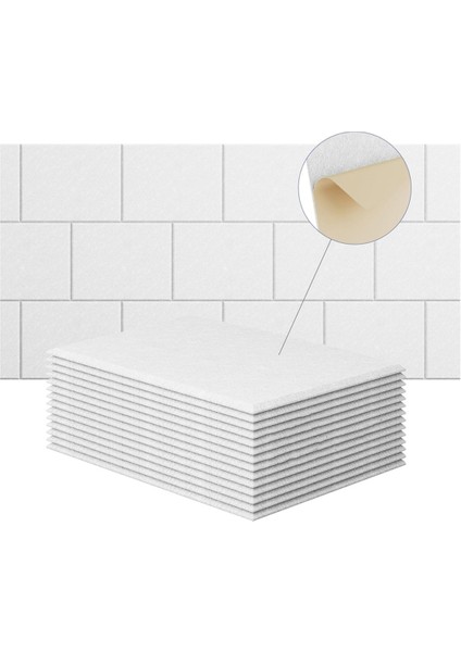 15 Paket 12X8X4 Inç Akustik Duvar Panelleri, Kendinden Yapışkanlı Beyaz (Yurt Dışından)