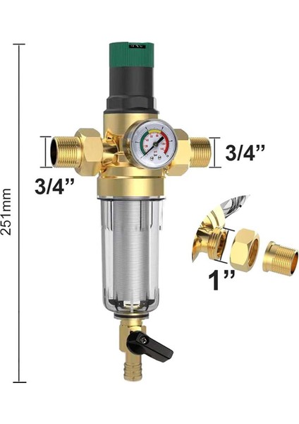 Basınç Regülatörü ve Basınç Ölçeri ile Geri Yıkama Filtresi (Yurt Dışından) modelleri
