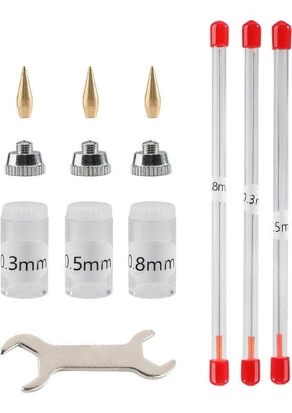 10 Parça Airbrush Nozul Kapağı Seti Airbrush Iğnesi Yedek Parçaları (Yurt Dışından)