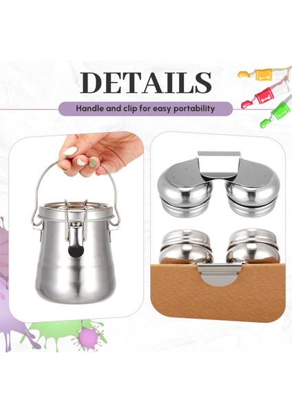 2 Adet Boya Fırçası Yıkayıcı Paslanmaz Çelik Çift Daldırma Tepsisi Bardak (Yurt Dışından) modelleri