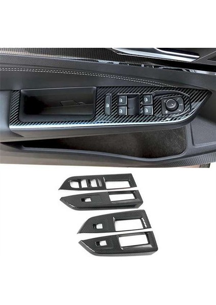 Araba Karbon Fiber Pencere Camı Kaldırma Düğmesi Trim Anahtarı Kapağı (Yurt Dışından)