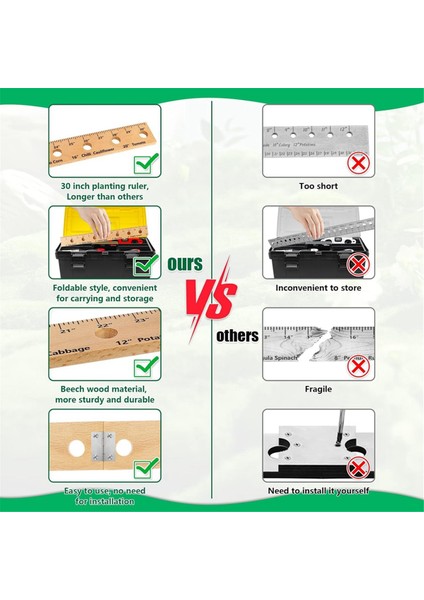 30 Inç Ahşap Bitki Cetveli, Delikli Katlanabilir Tohum Ekim Cetveli (Yurt Dışından) fiyatları