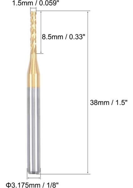 Pcb Makinesi Için 10 Adet Titanyum Kaplama Karbür, 1/8 Inç Şaft 1.5mm (Yurt Dışından)