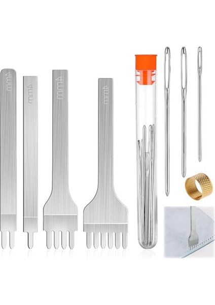 14 Adet Deri Işleme Aletleri 4mm 1/2/4/6 Delgeç ve Iğne ile (Yurt Dışından)