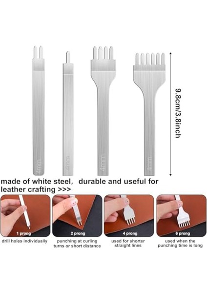 14 Adet Deri Işleme Aletleri 4mm 1/2/4/6 Delgeç ve Iğne ile (Yurt Dışından) fiyatları