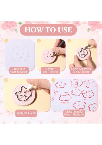 18 Adet Kauçuk Damga Oyma Blokları Pembe Yumuşak Linolyum Blokları (Yurt Dışından) fiyatları