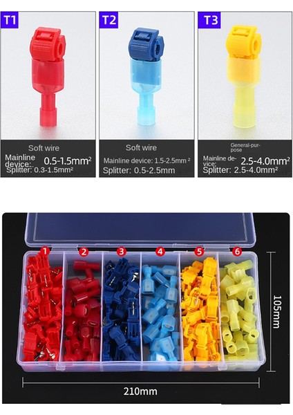 120 Adet/60 Çift Hızlı Ekleme Kablo Terminalleri T-Tap Kendiliğinden Soyulan (Yurt Dışından)