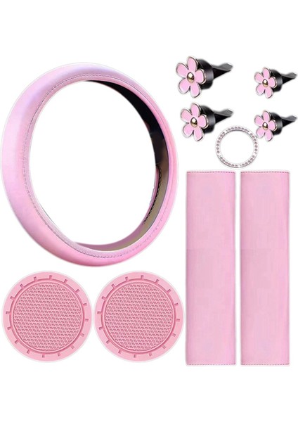 Kadınlar Için 10 Adet Direksiyon Kılıfı Sevimli Aksesuar Seti Pembe (Yurt Dışından) fırsatları