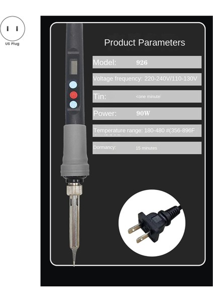 Us Plug 90W Lehimleme Demiri Taşınabilir Dijital Sıcaklık (Yurt Dışından)