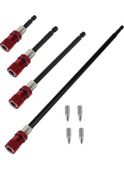 Uzatma Ucu Tutucu 4 Adet, 12 Inç Matkap Tornavida Chuck Adaptörü (Yurt Dışından)