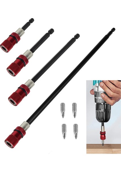 Uzatma Ucu Tutucu 4 Adet, 12 Inç Matkap Tornavida Chuck Adaptörü (Yurt Dışından) fiyatları