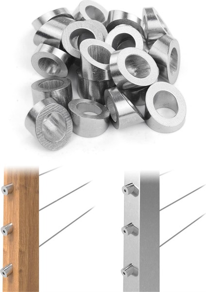 40 Paket 3/8ın Paslanmaz Çelik Kablo Korkuluk Takımı Açı Eğimli Rondela (Yurt Dışından)