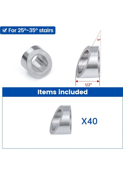 40 Paket 3/8ın Paslanmaz Çelik Kablo Korkuluk Takımı Açı Eğimli Rondela (Yurt Dışından) fırsatları