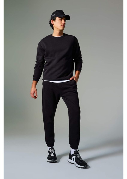 Fit Standart Fit Beli Bağcıklı Lastikli Paça Basic Düz Cepli Jogger Eşofman Altı Y2283AZ23AU