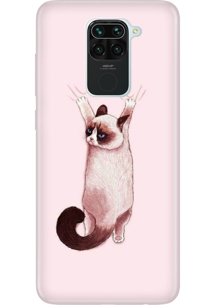 Xiaomi Redmi Note 9 Tıpalı Kamera Korumalı Silikon Kılıf - Siyam Kedi