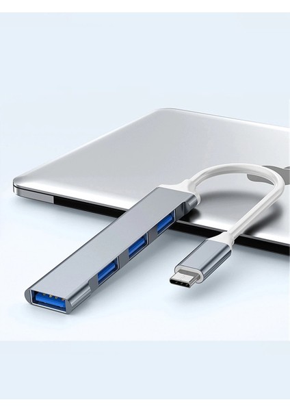 Type-C Girişli USB Çoğaltıcı Typec To USB 3.1 Hub 4 Ports (Macbook Bilgisayar Tablet Telefon Uyumlu) USB Çoklayıcı