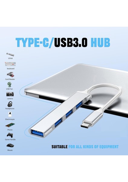 Type-C Girişli USB Çoğaltıcı Typec To USB 3.1 Hub 4 Ports (Macbook Bilgisayar Tablet Telefon Uyumlu) USB Çoklayıcı indirimleri