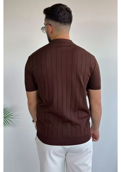 Polo Yaka Yarım Fermuarlı Erkek Triko Tişört P-00011972 fırsatları