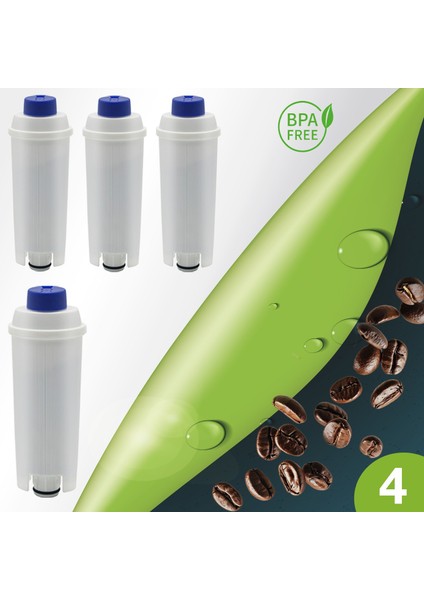 Pure Kafe DS012 - Delonghi DLSC002 Için Kahve Makinesi Su Filtresi 4 Adet