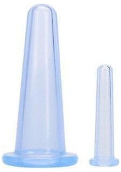 Mavi 2'li Silikon Yüz Masaj Kupası, Vakumlu, Cupping Uygulaması modelleri