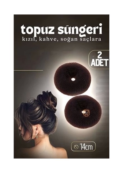 Kahve Saç Topuz Süngeri 2 Adet 14 cm Çap 6 cm Kalınlık